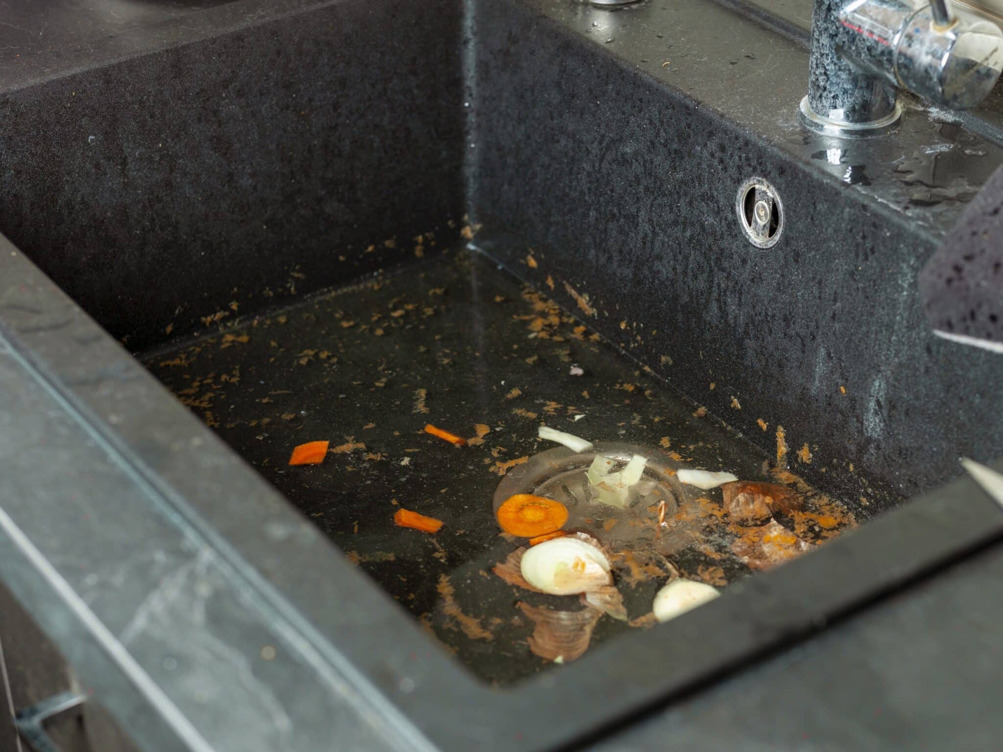 Kitchen sink drain clogged.