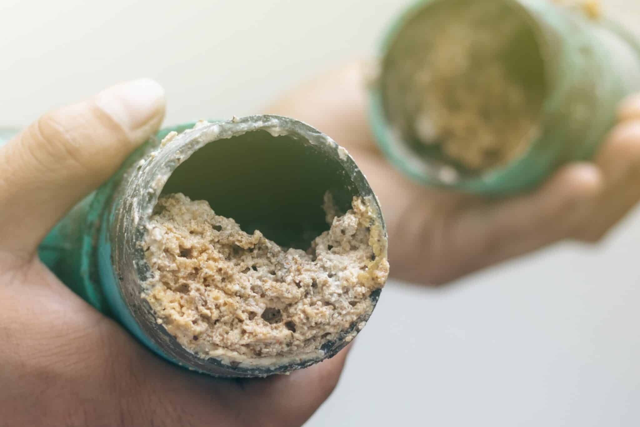 A pipe clogged, fogs in plumbing.