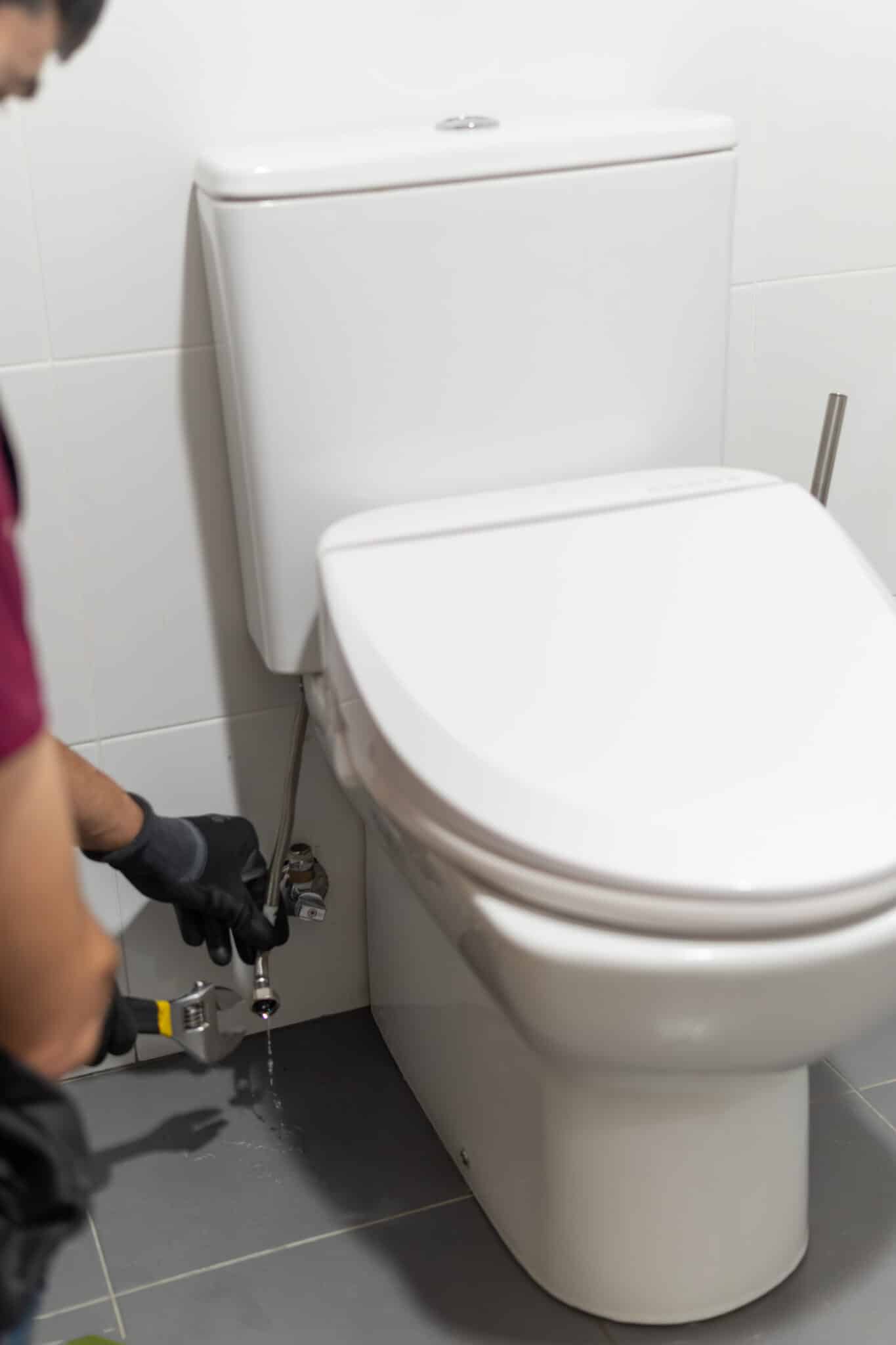 Water leak valve, bidet sprayer install.