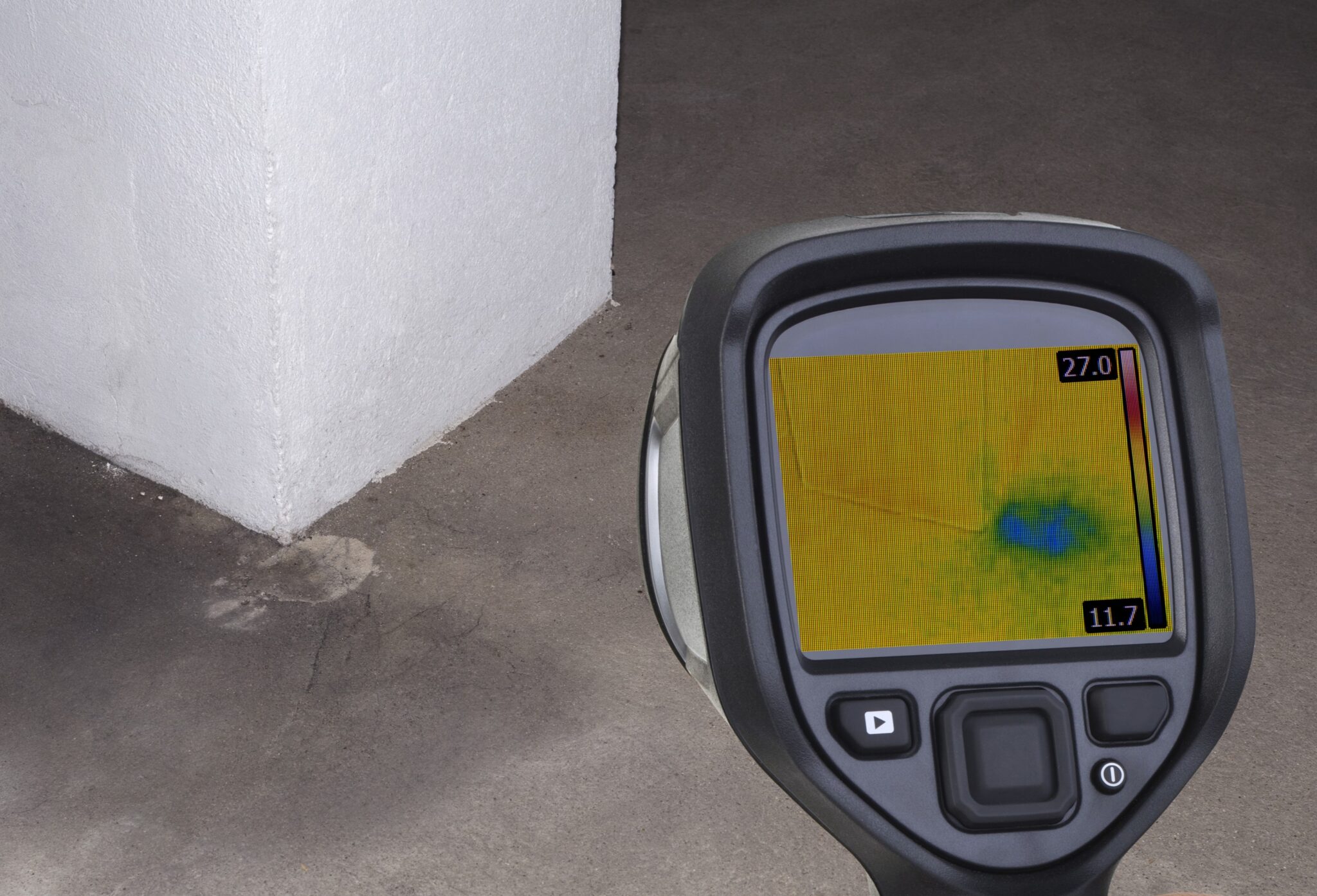Moisture trapped under floors, thermal imaging scans.