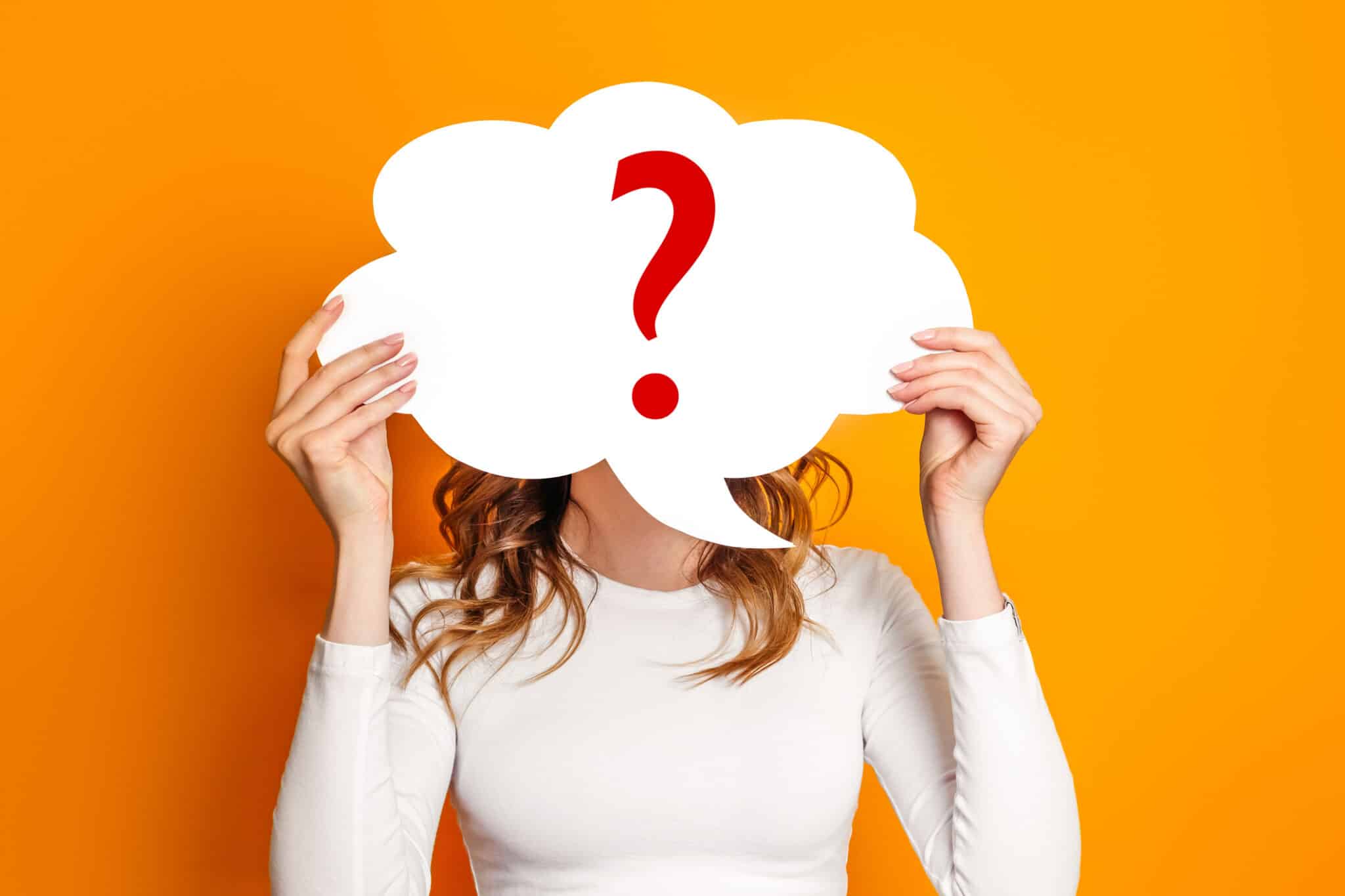 Question mark isolated over orange background, ball valve options.