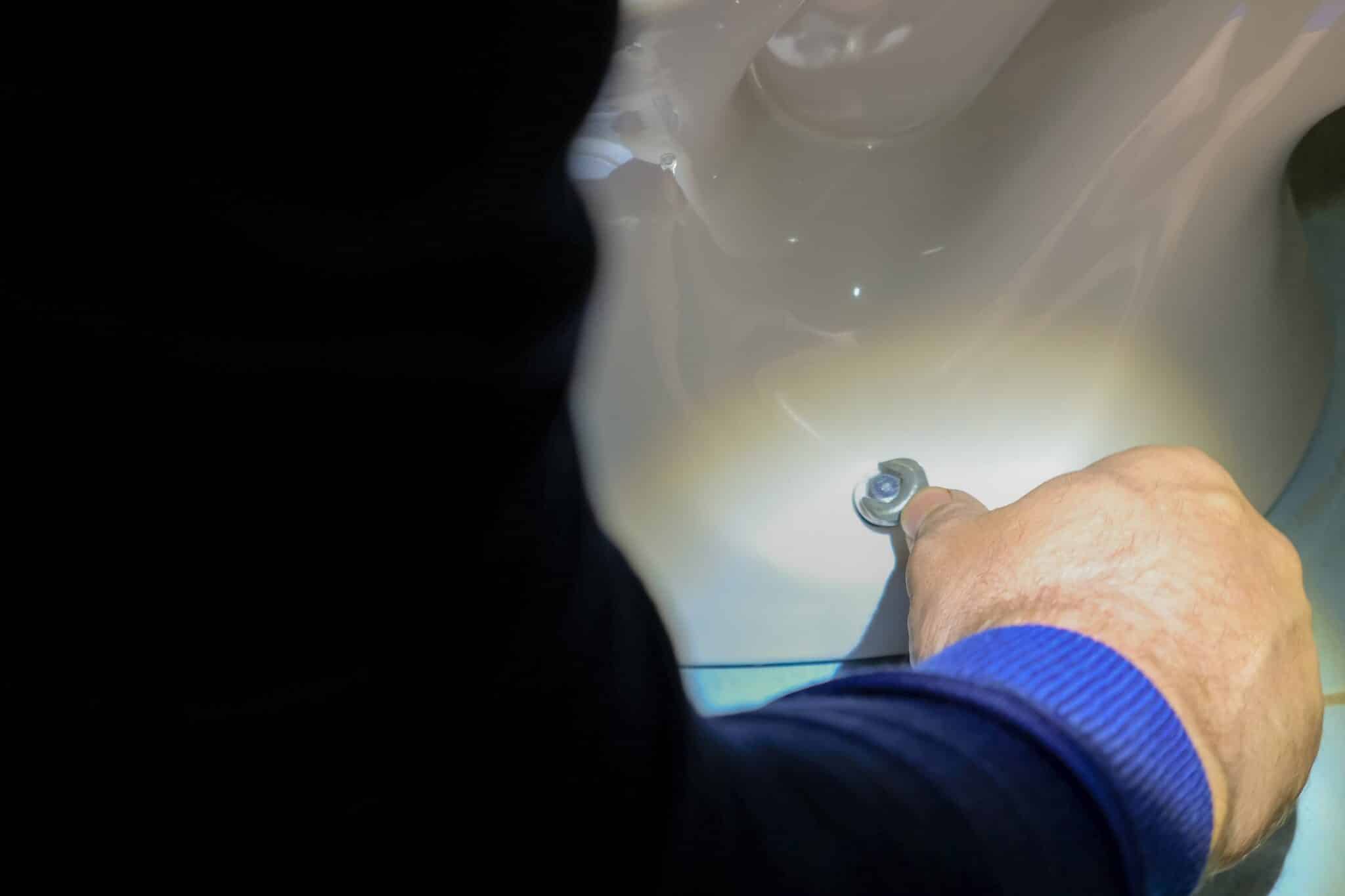 Toilet flange repair that stops rocking and leaks 1 Check toilet bolt, toilet flange repair.